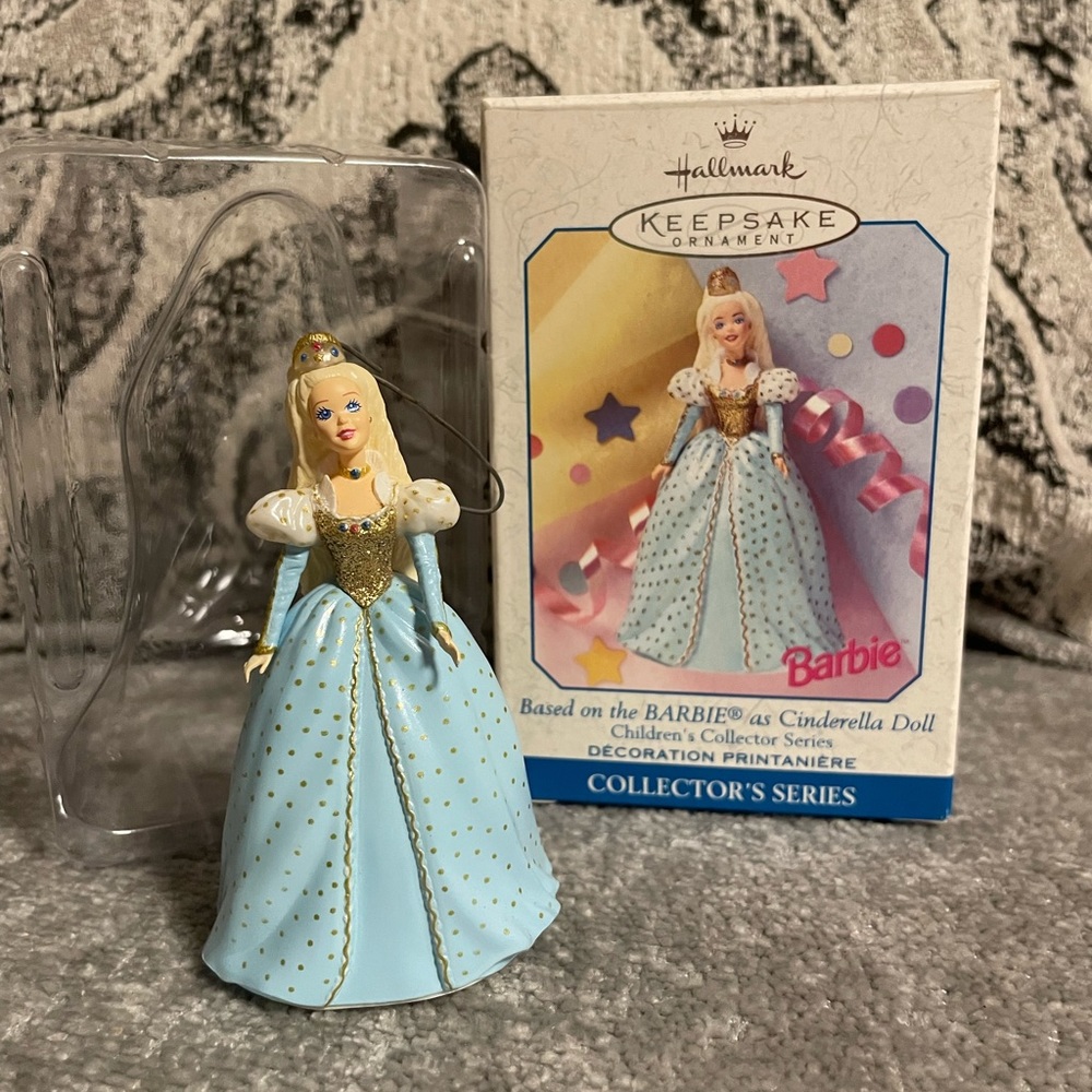 Handcrafted Hallmark Keepsake Barbie Ornament; Barbie as Cinderella Doll 1999